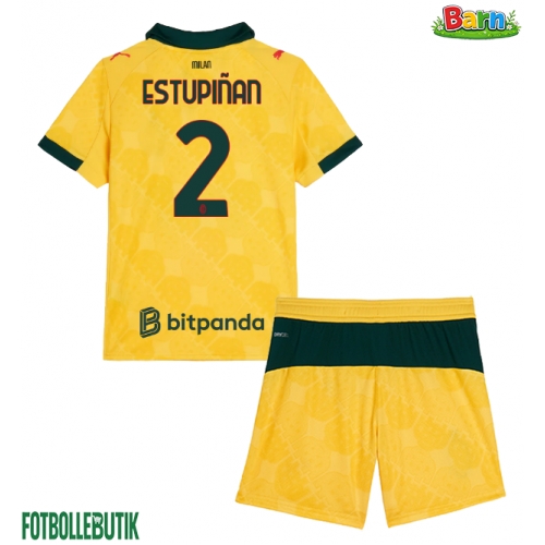 AC Milan Pervis Estupinan #2 Tredjeställ Barn 2025-26 Kortärmad (+ Korta byxor)